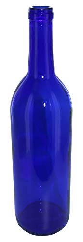 North Mountain Supply - W5A-RWB 750ml Red White & Blue Assortment Glass Bordeaux Wine Bottle Flat-Bottomed Cork Finish - Case of 12