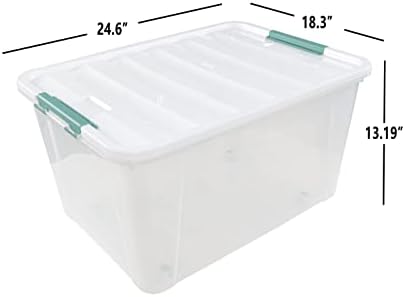 17.5 L Clear Plastic Storage Box, 4-Pack Latch Storage Bin