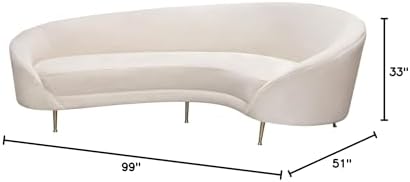 Celine Curved Sofa in Light Cream Velvet