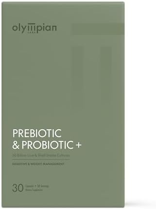 Olympian Labs Complete Prebiotic and Probiotic Supplement - 25 Billion Live Shelf Stable Cultures - 30 Vegetarian Capsules, Helps Restore the Natural Balance Within the Digestive Tract.