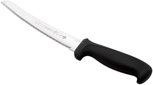 Mundial 10-Inch Curved Micro-Serrated Bread Knife, High-Carbon Stainless Steel Blade, Ergonomic Black Handle for Perfect Slicing