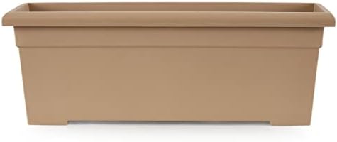 The HC Companies Romana Planter Box, 28 Inch, Clay, 1-Pack | Plastic, Drainage Plug, Lightweight, UV-Resistant, for Garden, Patio, Balcony & Fence