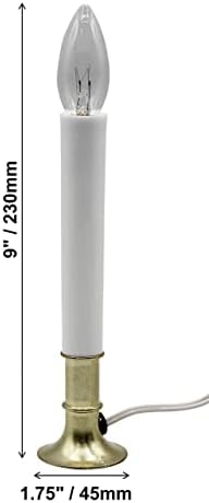 Creative Hobbies Electric Window Candle Lamp with Brass Plated Base, Dusk to Dawn Sensor Turns Candle on in Dark and Off in Light, Ready to Use!
