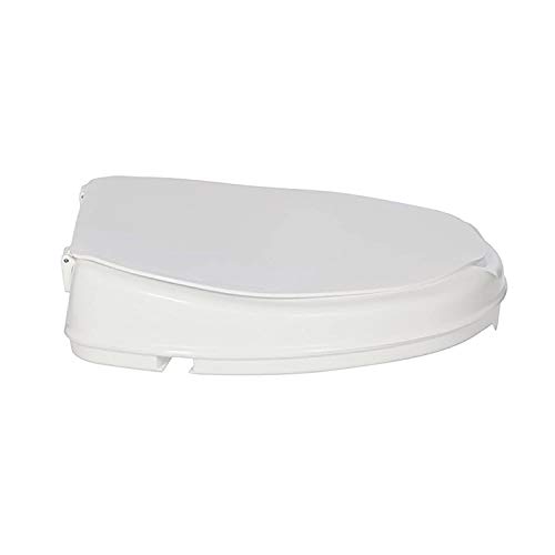 Homecraft Savanah Raised Toilet Seat 2" with Lid, Elongated & Elevated Lock Seat Support for Elderly, Handicapped and Disabled Users, White Colour | Elevated toilet seat riser for seniors and elderly; universal fit for most standard toilets, portable and…