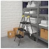 Cosco 11839GGO Commercial 3-Step Folding Stool, 300lb Cap, 20 1/2w x 32 5/8d x 52 1/8h, Gray