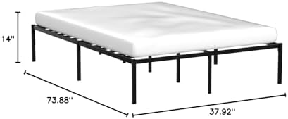 Linenspa Folding Metal Platform Bed Frame - Easy Assembly - Sturdy Steel - No Box Spring Needed - Underbed Storage - Mattress Foundation - 14" High