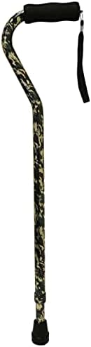 PCP Adjustable Cane, Offset Handle, Foam Grip, Wrist Strap, Lightweight Aluminum, Hunter Camouflage Pattern