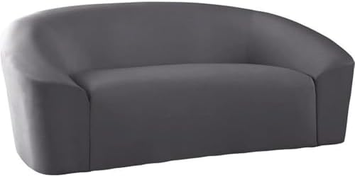 Meridian Furniture 610Black-L Riley Collection Modern | Contemporary Velvet Upholstered Loveseat with Rounded Contemporary Design, Black