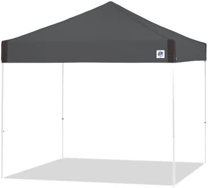 E-Z UP Pyramid Instant Shelter Canopy Pop Up Tent, 10' x 10' with Wide-Trax Roller Bag & 4 Piece Spike Set, Royal Blue