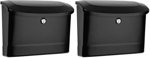 Architectural Mailboxes Princeton™ Locking, Wall-Mounted Mailbox for Outside, Metal Galvanized Steel Medium Mail Box with Lock and Key Drop Box, Black