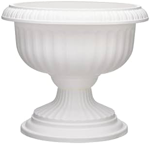 Southern Patio Dynamic Design 18 Inch Outdoor Home Resin Grecian Urn Versatile Planter Pot for Entryways and Backyard Patios, White