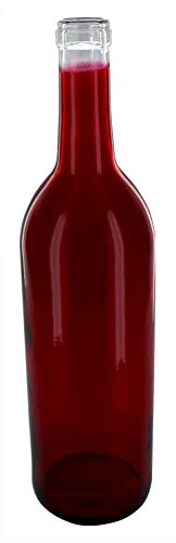 North Mountain Supply - W5A-RWB 750ml Red White & Blue Assortment Glass Bordeaux Wine Bottle Flat-Bottomed Cork Finish - Case of 12