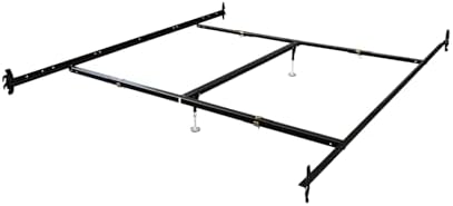 Hook in Bed Rail with Center Support/Crossarms/2 Legs/Adjustable Glides, 82-Inch, Queen/Eastern King