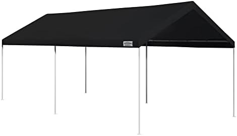 Caravan Canopy Powder Coated Heavy Duty Steel Frame Pop Up Carport with 6 Steel Stakes for Outdoor Activities and Events, White
