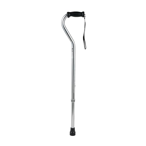 Days Standard Bariatric Offset Cane, Bariatric Cane with Rubber Tip, Heavy Duty Walking Cane for Weight Bearing, Limited Mobility Aid for Elderly, Tall & Heavy Adults, Silver with Black Handle