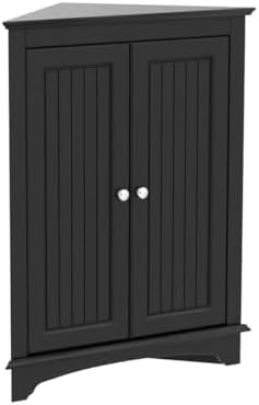 Spirich Corner Bathroom Cabinet with Doors and Adjustable Shelf, White