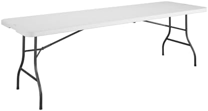 Cosco 6ft Fold-in-Half Blow Molded Folding Table, Indoor/Outdoor, Comfort Handle, Lightweight Plastic Construction - White