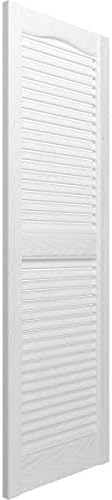 Ekena Millwork LL1S12X02500BW Lifetime Vinyl Standard Cathedral Top Center Mullion with Open Louver Shutters, 12" W x 25" H, Bright White, 1 Piece