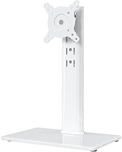 Single LCD Computer Monitor Free-Standing Desk Stand Mount Riser for 13 inch to 32 inch screen with Swivel, Height Adjustable, Rotation, Vesa Base Stand Holds One (1) Screen up to 77Lbs(HT05B-001))