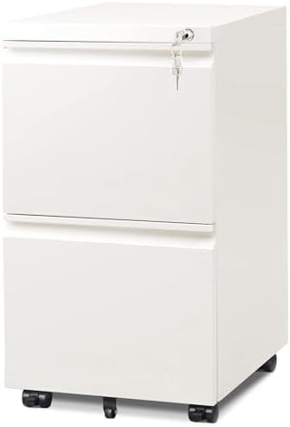 DEVAISE 3 Drawer Mobile File Cabinet with Lock, Under Desk Metal Filing Cabinet for Home Office/Legal/Letter/A4 File, Fully Assembled Except Wheels, Black