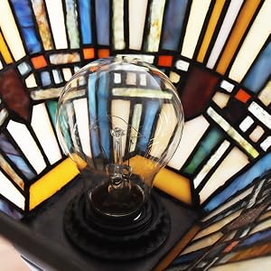 tiffany floor lamp torchiere light stained glass