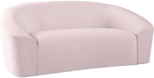 Meridian Furniture 610Black-L Riley Collection Modern | Contemporary Velvet Upholstered Loveseat with Rounded Contemporary Design, Black
