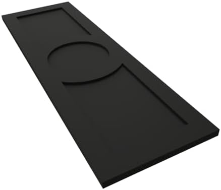 12"W x 55"H True Fit PVC Center Circle Arts & Crafts Fixed Mount Shutters, Black (Per Pair - Hardware Not Included)
