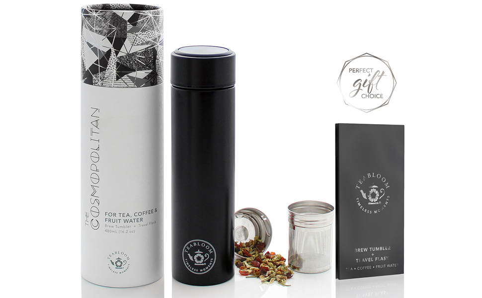 BLACK THERMOS FOR TEA, COFFEE, FRUIT WATER