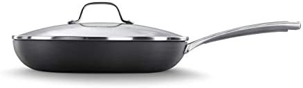 Calphalon Nonstick Frying Pan with Lid and Stay-Cool Handles, Dishwasher Safe, 12-Inch, Grey