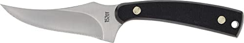 Old Timer 152OT Sharpfinger 7.1in S.S. Full Tang Fixed Blade Knife with 3.3in Clip Point Skinner Blade, Black Sawcut Handle, and Leather Belt Sheath for Hunting, Camping, Skinning, EDC, and Outdoors