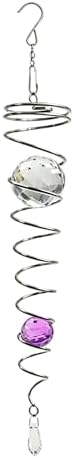 Gazing Ball Spiral Tail Wind Spinner Stabilizer，Stress Ball Indoor Outdoor Decoration Stainless Steel Glass Ball with Hanging Swivel Hook 13"