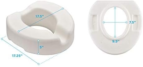 NOVA Toilet Seat Riser with Arms – Adds 5” Height, Raised Toilet Seat with ON/Off Front Lock, Adjustable & Removable Padded Arms (17.75”–20”), 300 lb Capacity, Safety Aid for Seniors