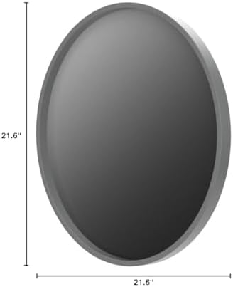 Kate and Laurel Travis Round Wood Wall Vanity Mirror, 22 Inch Diameter, Gray