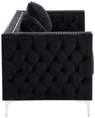 Lilola Home Lorreto Black Velvet Sofa