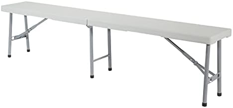 Office Star Resin Furniture for Indoor or Outdoor Use, Single, Fold in Half 6 Foot Bench