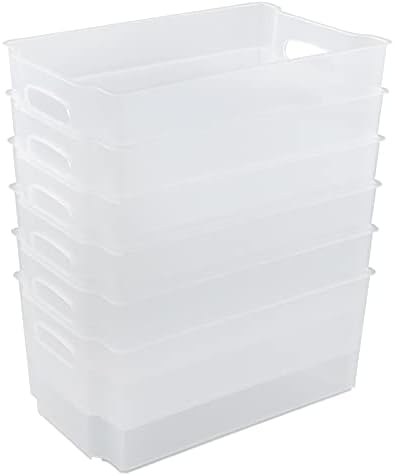 Tyminin Plastic Stackable Fridge Storage Basket Freezer Bin, 4 Packs