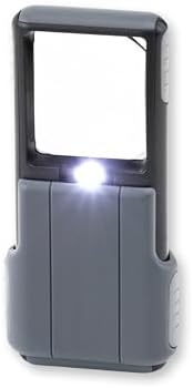 Carson MiniBrite LED Lighted Slide-Out Aspheric Magnifier with Protective Sleeve (PO-55), 5X, Gray