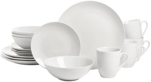 10 Strawberry Street Simply Square 16 Piece Dinnerware Set, Porcelain, White