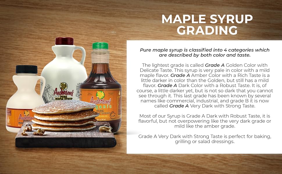 Different grades of maple syrup