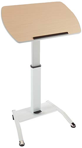 Luxor LX-PNADJ-LW Pneumatic Adjustable-Height Lectern/Mobile Standing Desk - Light Wood