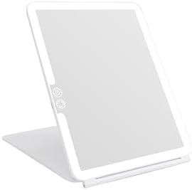 deweisn Folding Lighted Makeup Mirror with 72 LEDs 3 Colors Light Modes USB Rechargable 1800mA Batteries Portable Ultra Thin Compact Vanity Mirror