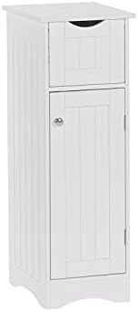 RiverRidge Ashland Slim Bathroom Storage Cabinet with Drawer, White | Inset Beadboard Panels, Narrow Medicine Cabinet, Linen Cabinet