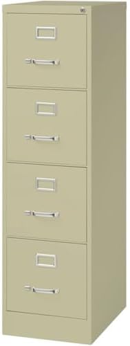 Scranton & Co 22" 4-Drawer Metal Letter Width Vertical Filing Cabinet in Beige, Lockable, Sturdy Steel Construction, Office or Home Use, Durable Letter Size File Storage