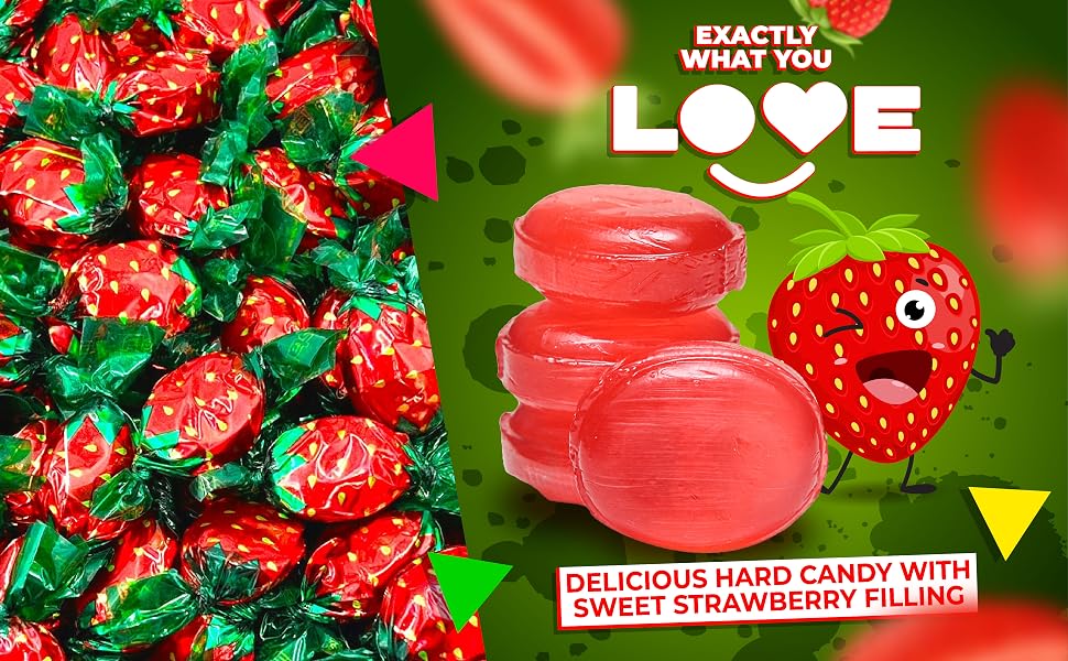 bon bons hard candy strawberry fill individually wrapped fruit flavor sweet snack candies hostess