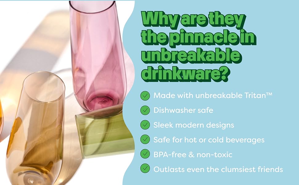 Tritan, Dishwasher Safe, Modern Design, Safe for Hot or Cold, BPA-Free, Non-Toxic
