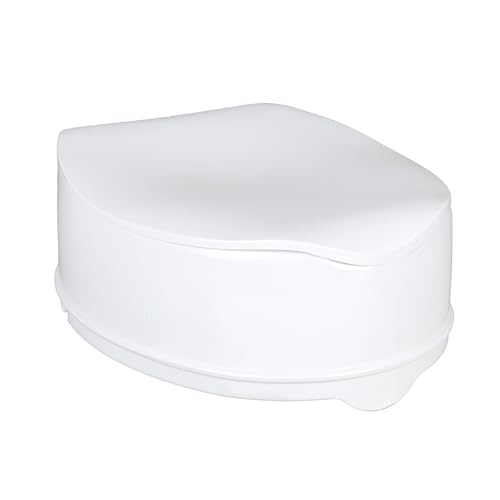 Homecraft Savanah Raised Toilet Seat 2" with Lid, Elongated & Elevated Lock Seat Support for Elderly, Handicapped and Disabled Users, White Colour | Elevated toilet seat riser for seniors and elderly; universal fit for most standard toilets, portable and…