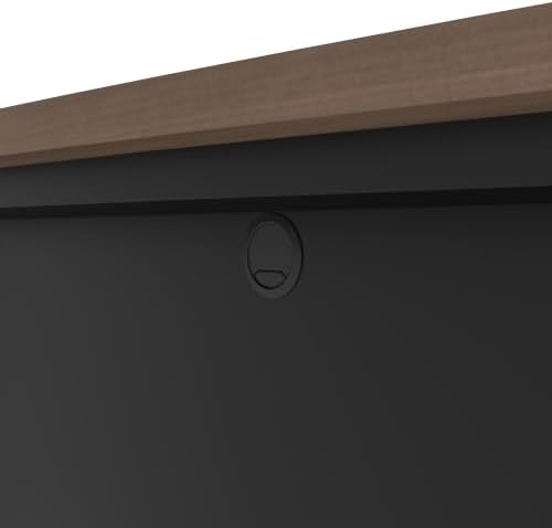 Bestar U-Shaped Executive Desk with Cabinet, Antigua/Black, Connexion, 72W
