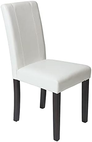Roundhill Furniture C020BR Urban Style Solid Wood Leatherette Padded Parson Chair, Brown, Set of 2