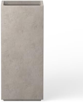 Kante Accent Column Square Pale Gray Concrete Planter 23.6" H, Outdoor