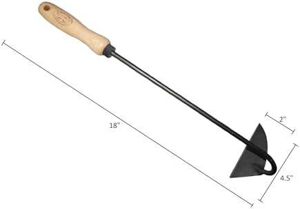 Dewit Dutch Hand Hoe – Right Hand | 18″ Total Length Hand-Forged Boron Steel Garden Hoe with Ash Hardwood Handle